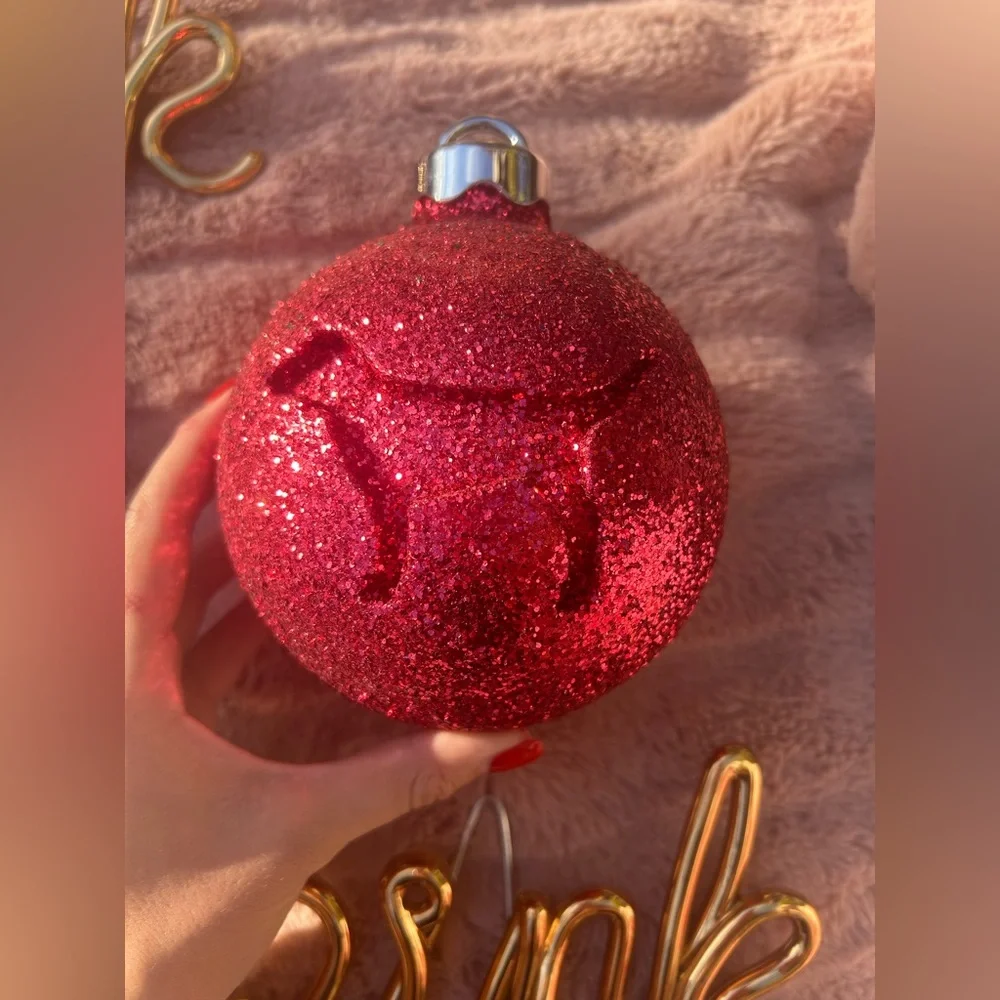 RARE Victoria’s Secret Pink Large Christmas Tree Ornament Balls Set Of 3